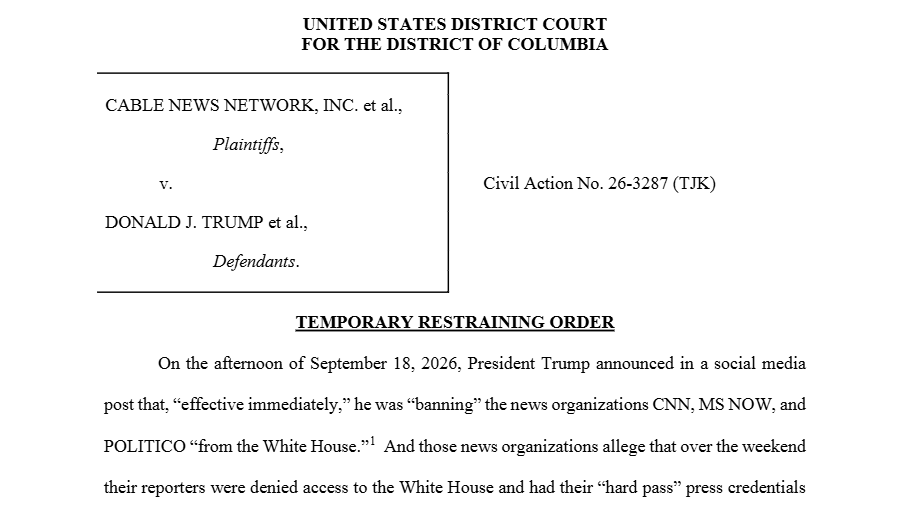 Judge Orders White House to Restore Barred News Outlets’ Access After Networks
Suspend Press Pool&nbsp;Coverage